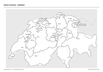 Swiss Cantons – Labelled map preview
