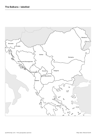 The Balkans – Labelled map preview