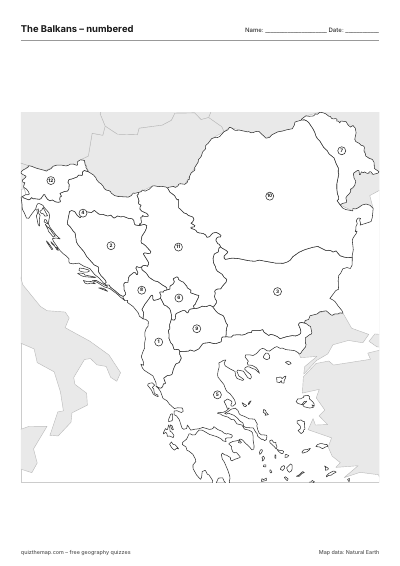 The Balkans – Numbered map preview
