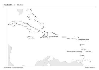 The Caribbean – Labelled map preview