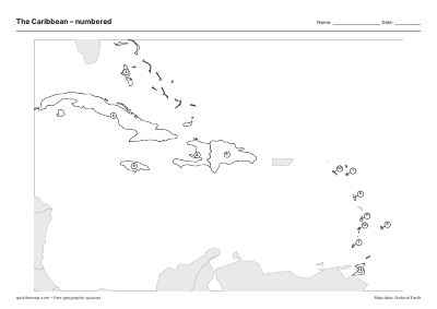 The Caribbean – Numbered map preview