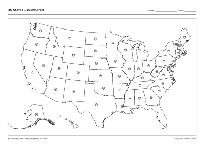 US States – Numbered map preview