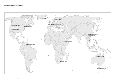 Waterfalls – Labelled map preview