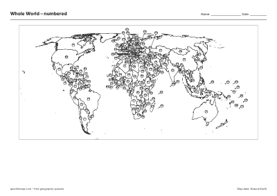 Whole World – Numbered map preview