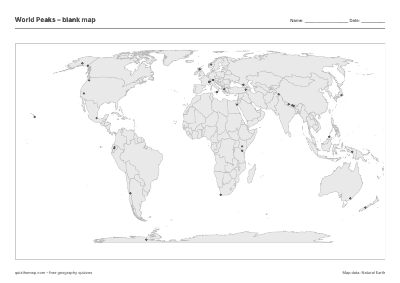 World Peaks blank map thumbnail