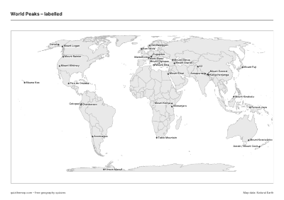 World Peaks – Labelled map preview