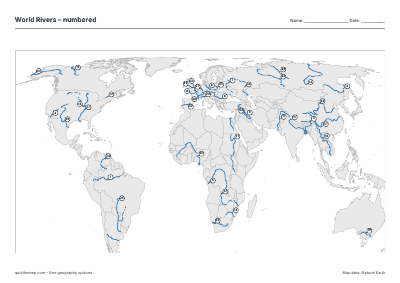 World Rivers – Numbered map preview